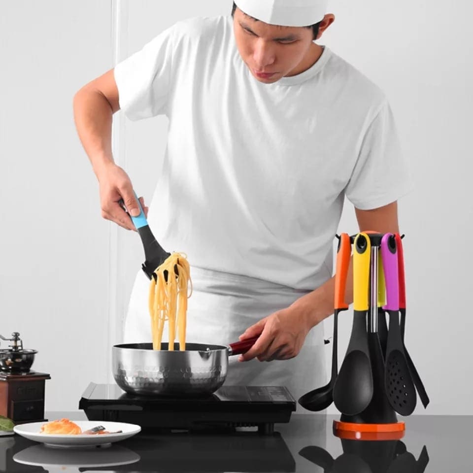 Silicone Cooking Utensils Set With Holder, Non-Stick Pan Heat Resistant Nylon Silicone Baking Set Silicone Cooking Utensils Set With Holder, Non-Stick Pan Heat Resistant Nylon Silicone Baking Set
